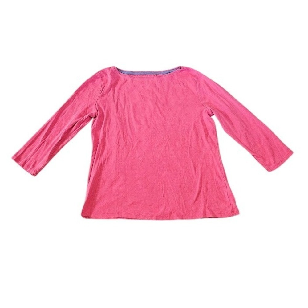 The Talbots Tee Women Large Pink Pima Cotton Boat Neck 3/4 Sleeve Shirt